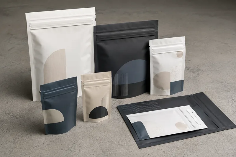 Opaque child-resistant and exit-bag packaging formats.