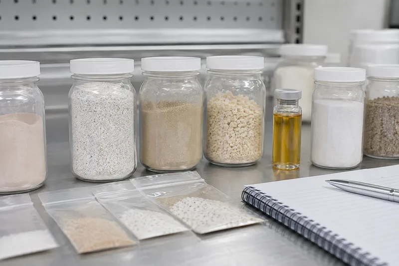 Specialty functional-ingredient samples prepared for technical review.