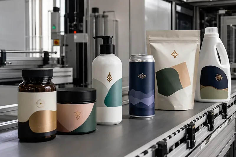 Premium private-label products in varied consumer packaging formats.