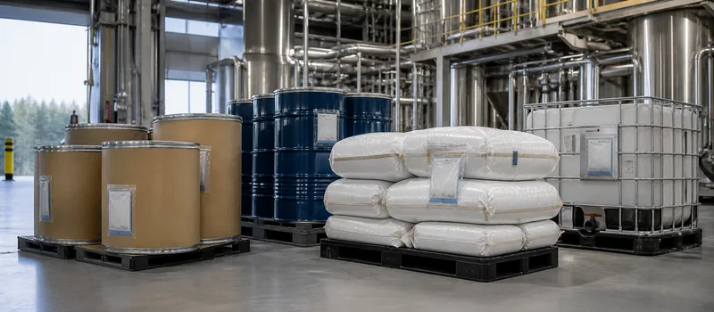 Sealed ingredient supply formats staged in a partner facility.