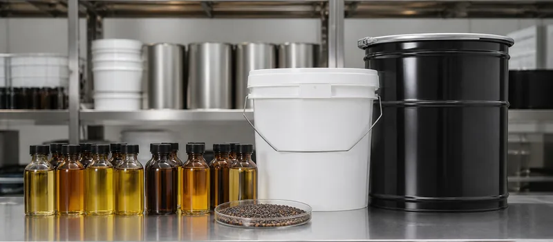 Carrier-oil samples with sealed commercial supply formats.