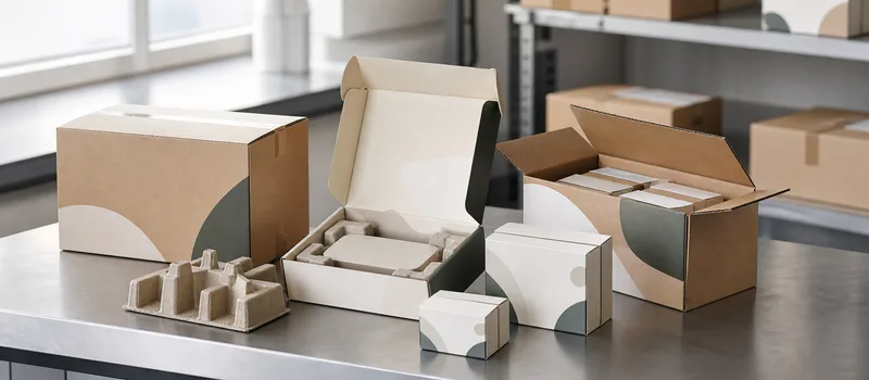 Printed cartons and corrugated cases with protective inserts.