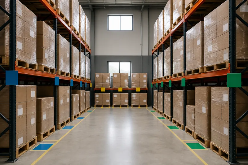 Reserved stock held in clearly separated partner warehouse bays.