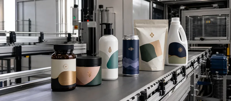 Premium private-label products in varied consumer packaging formats.
